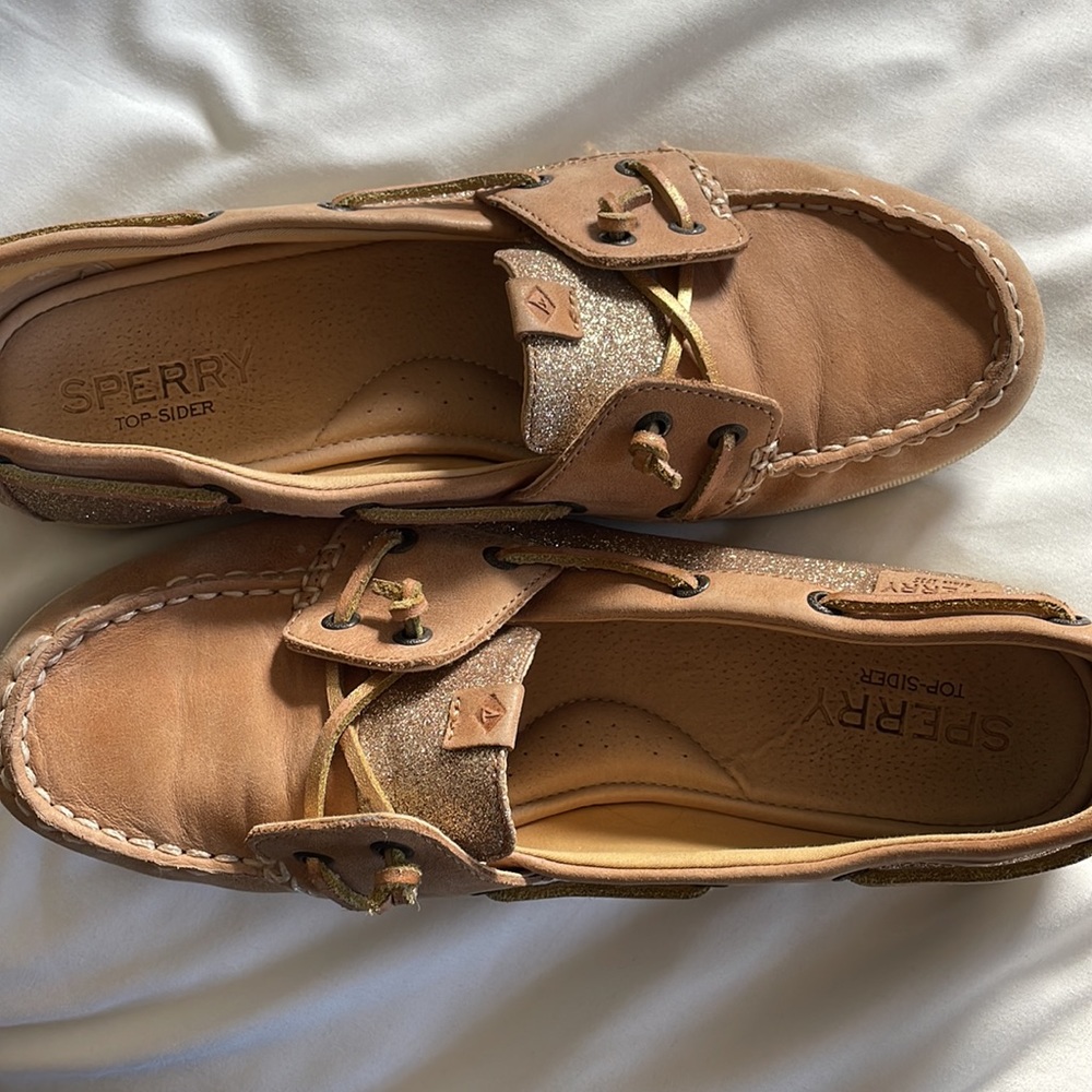 Sparkly gold Sperrys Top Slider